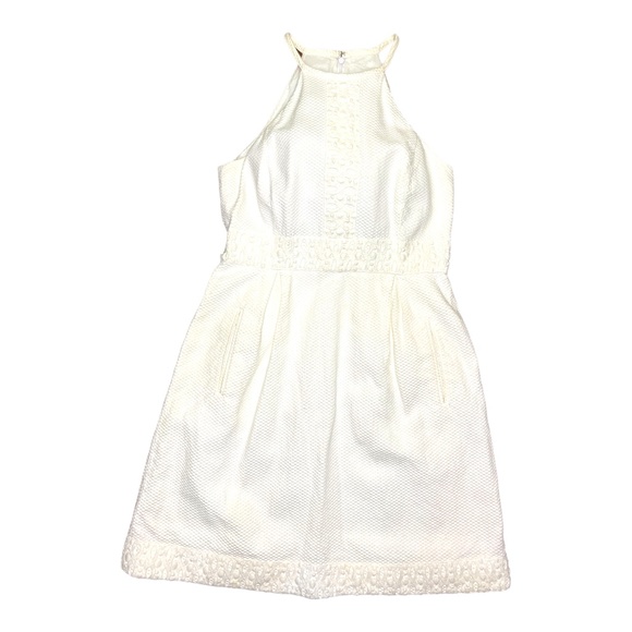 MICHAEL Michael Kors White Lace Flare Casual Dress 100% Cotton Size 6 - Picture 1 of 2